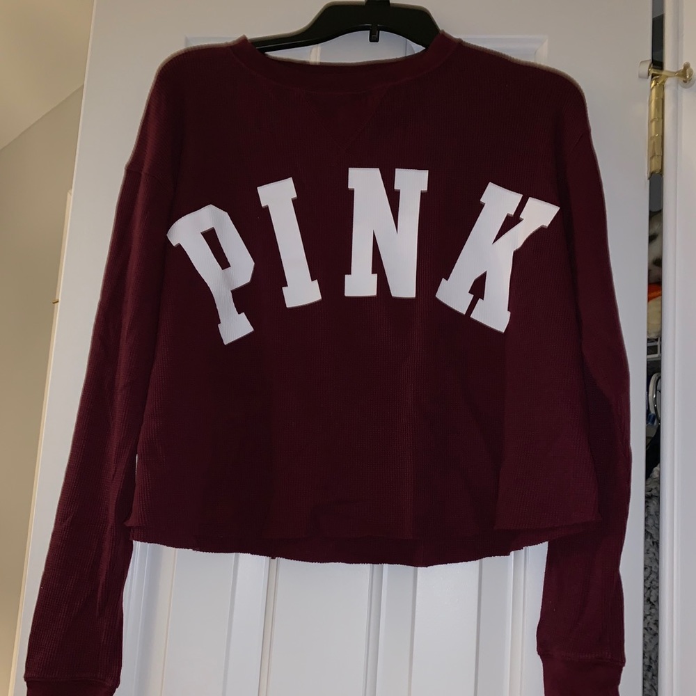 PINK waffle long sleeve flowy long sleeve t- shirt